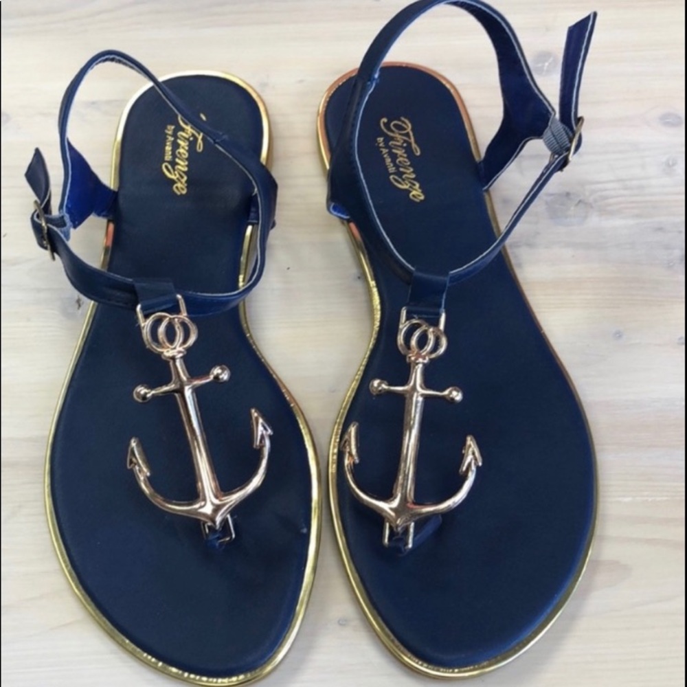 Size 8 blue anchor sandals